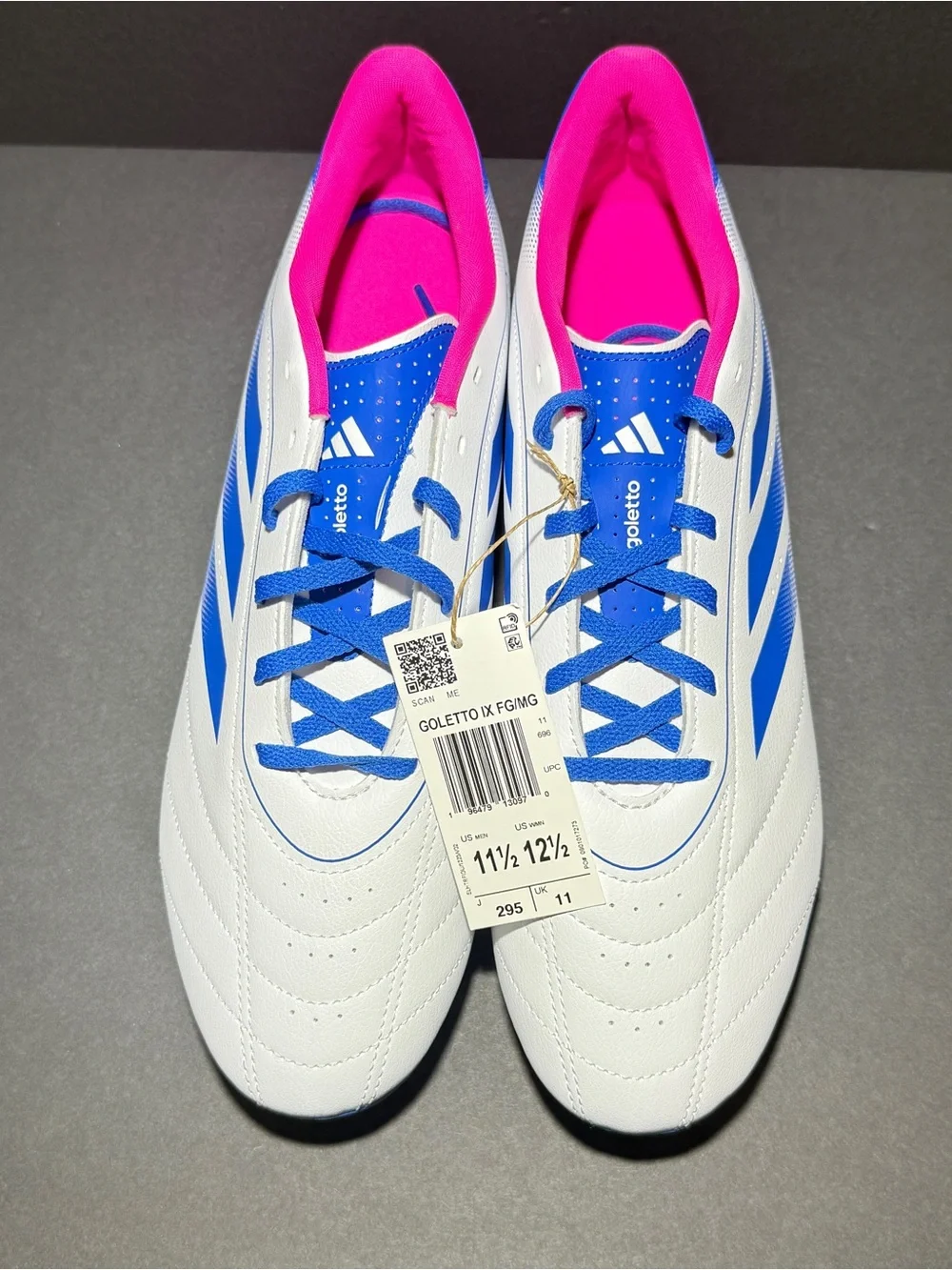 Adidas White Blue Pink Firm-Ground Soccer Cleats